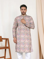 Elegant Men’s Printed Kurta with Intricate Embroidery