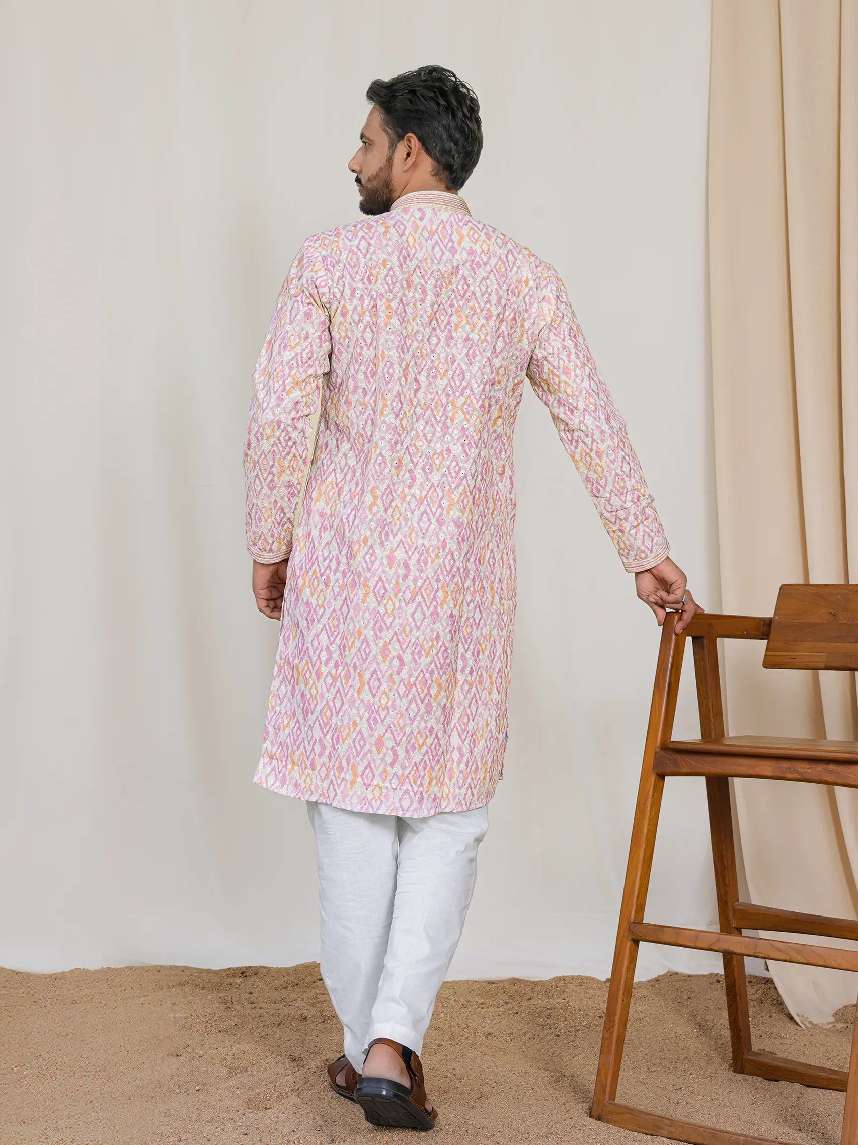 Printed Kurta with Collar Embroidery