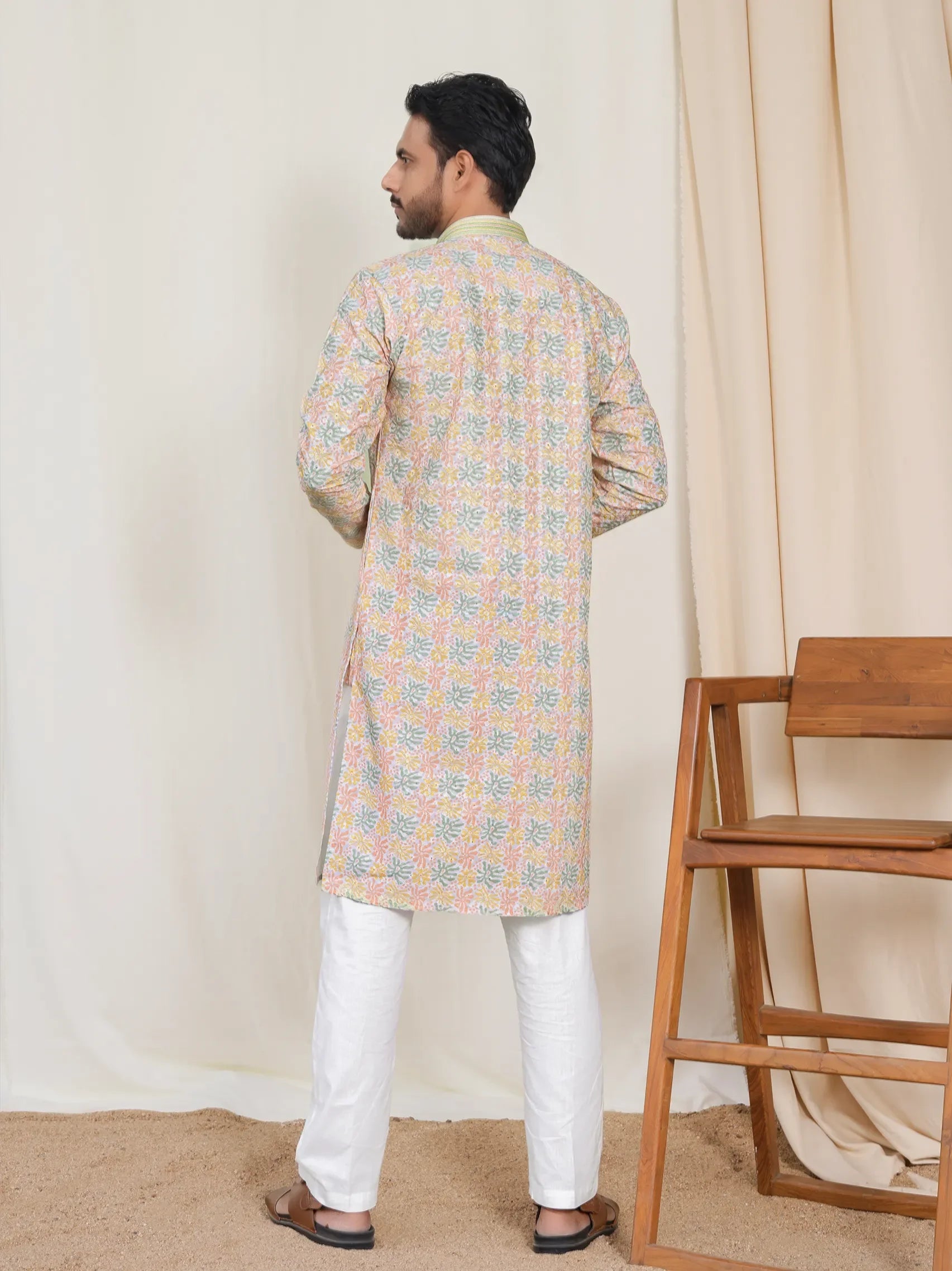Rust Kurta with Handcrafted Embroidery and Tribal Print