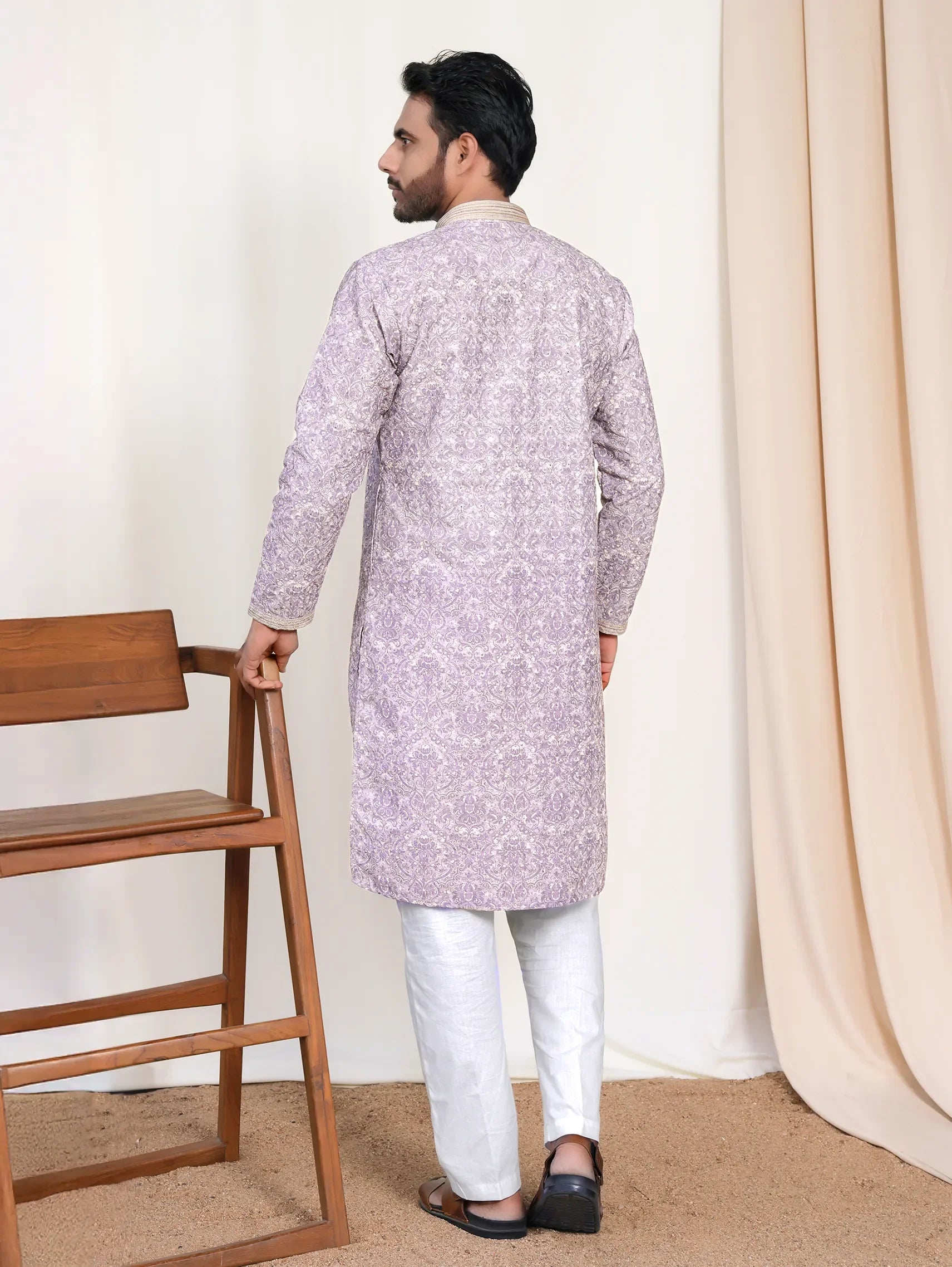Printed Kurta with Minimal Embroidery